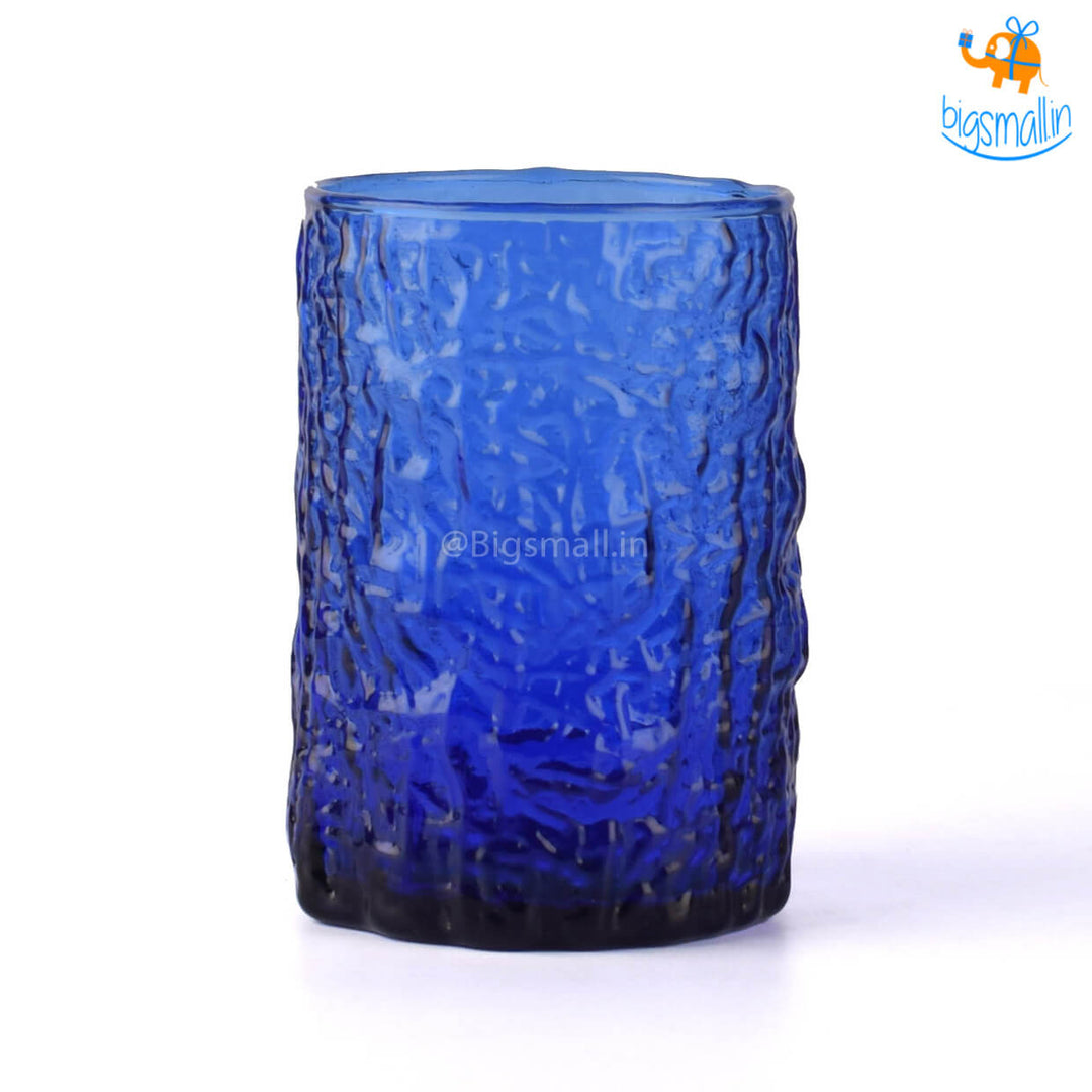 Textured Blue Bark Glass Set of 6