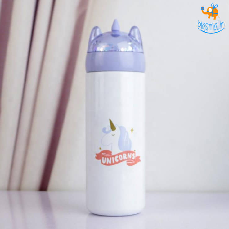 Unicorn Water Bottle with Glitter Lid