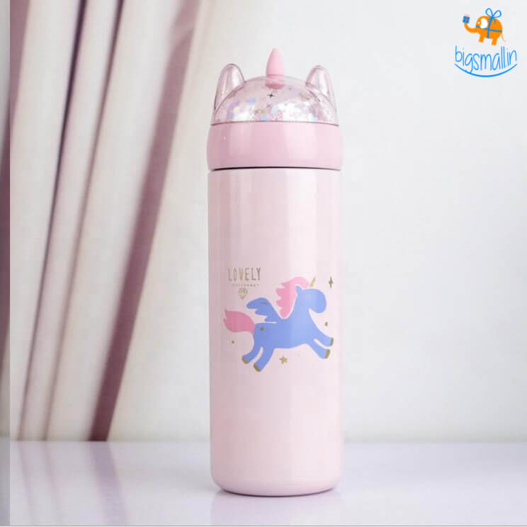 Unicorn Water Bottle with Glitter Lid
