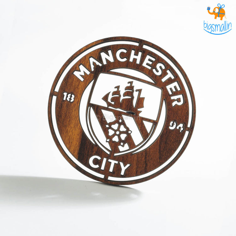 Laser Cut Manchester City Wooden Coasters - Set of 4 - bigsmall.in