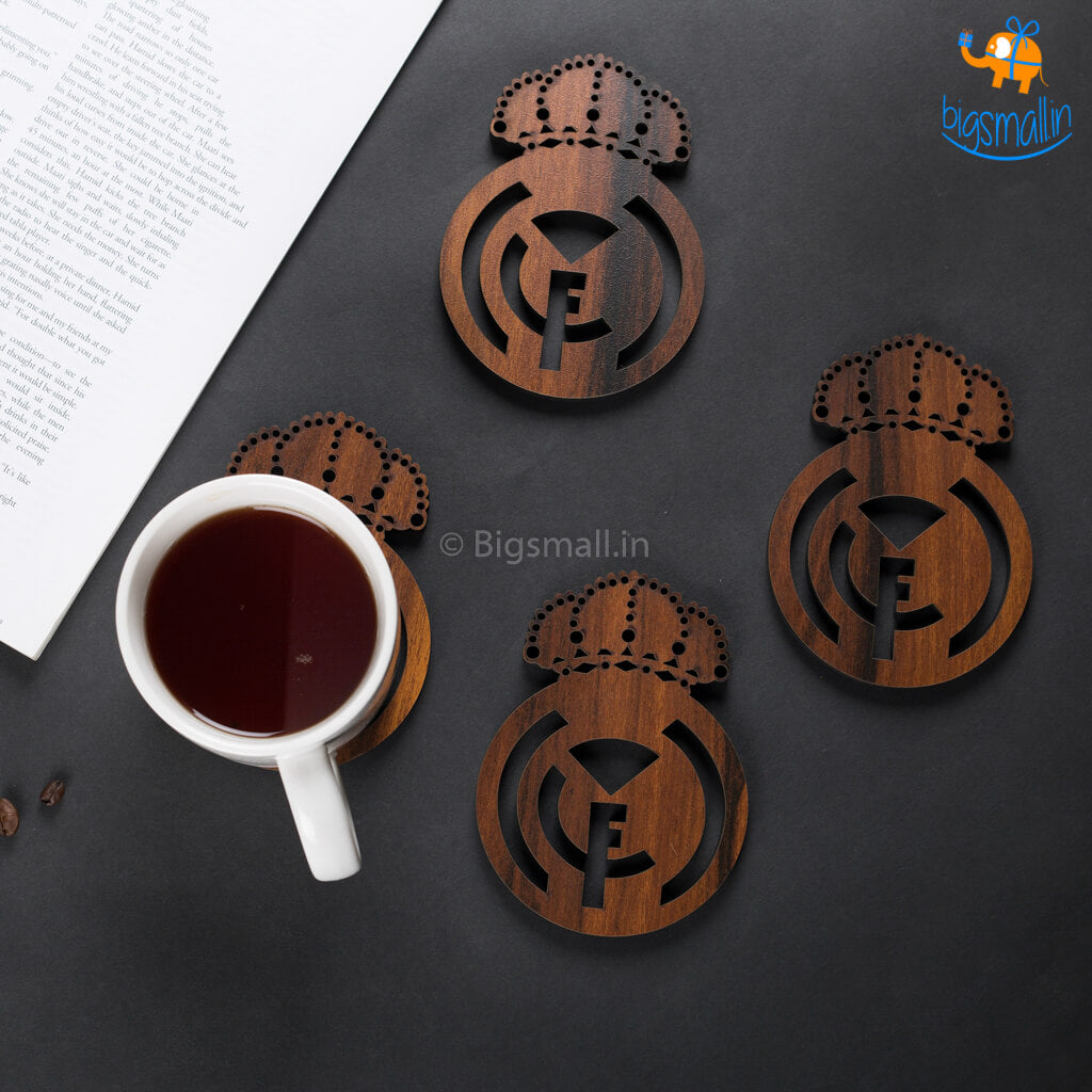 Laser Cut Real Madrid Wooden Coasters - Set of 4 - bigsmall.in