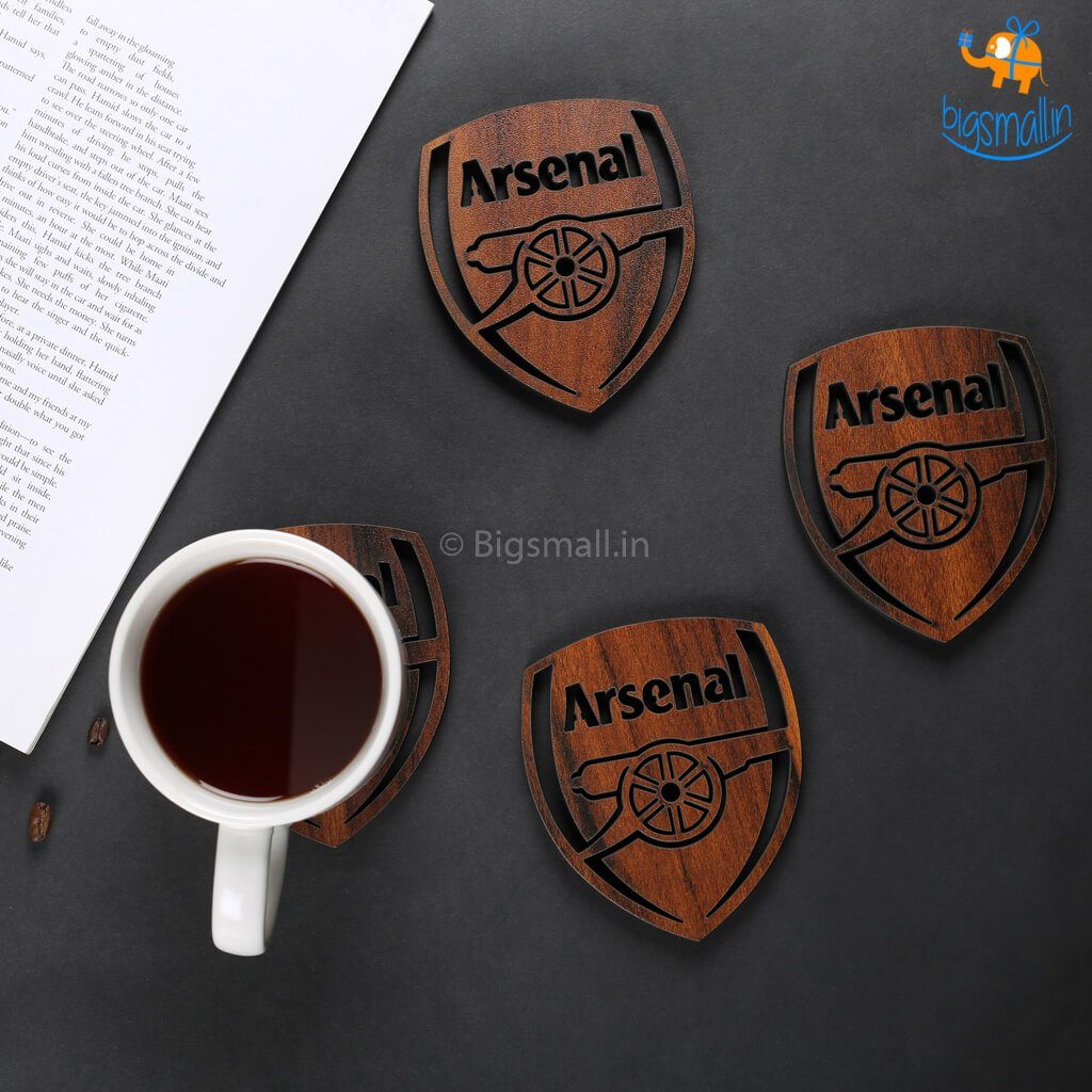 Arsenal Laser Cut Wooden Coasters - Set of 4 - bigsmall.in