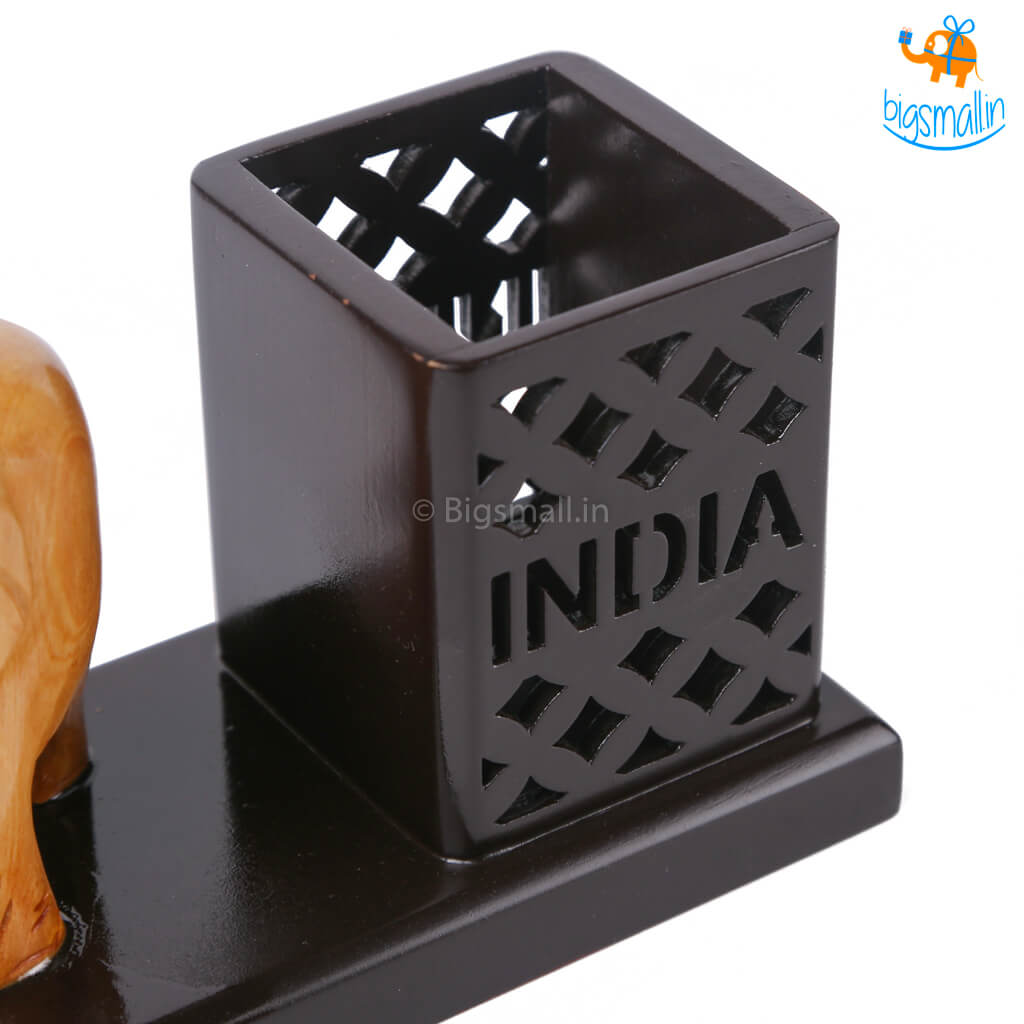 Wooden Elephant Pen Stand