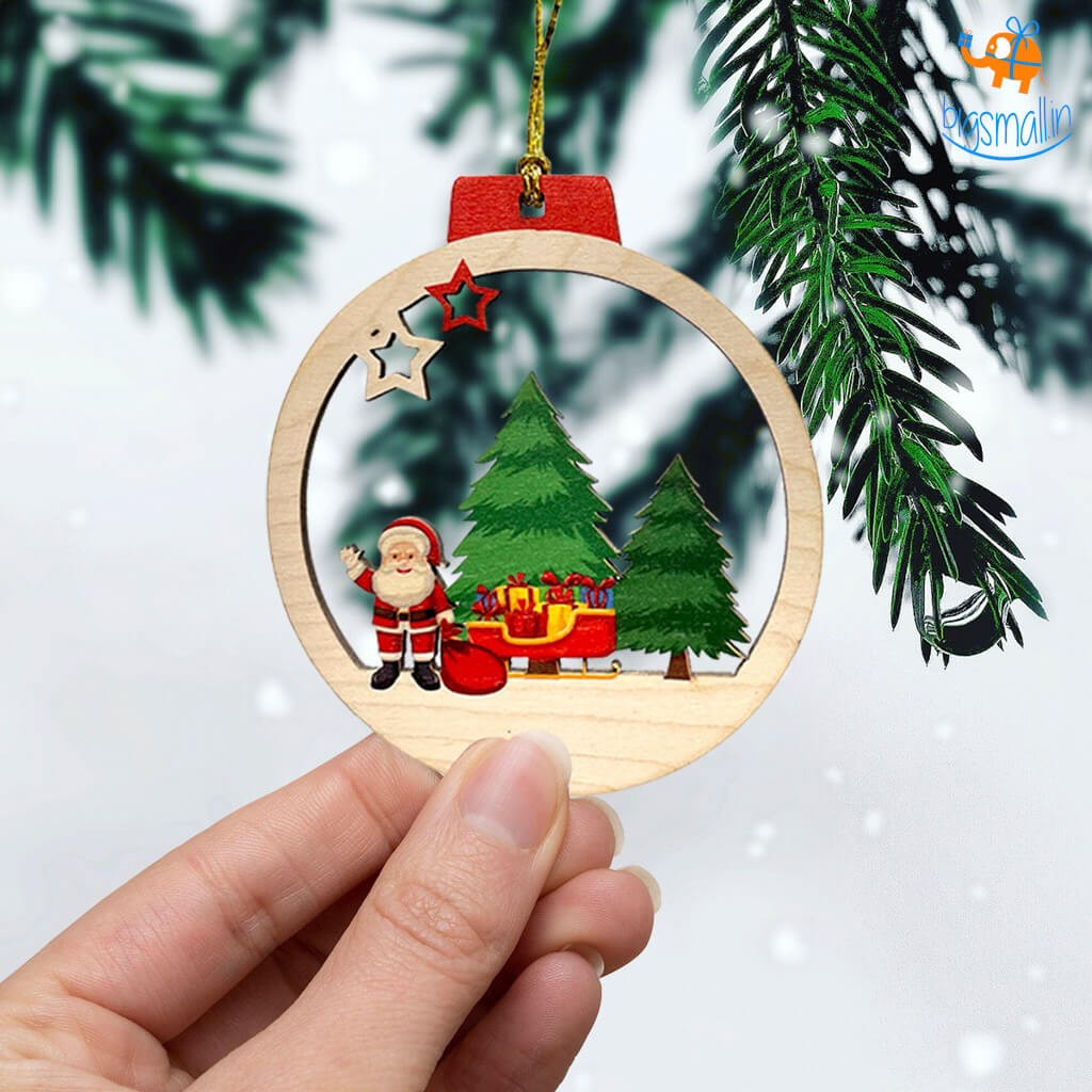 Wooden Christmas Ornament - Set of 3